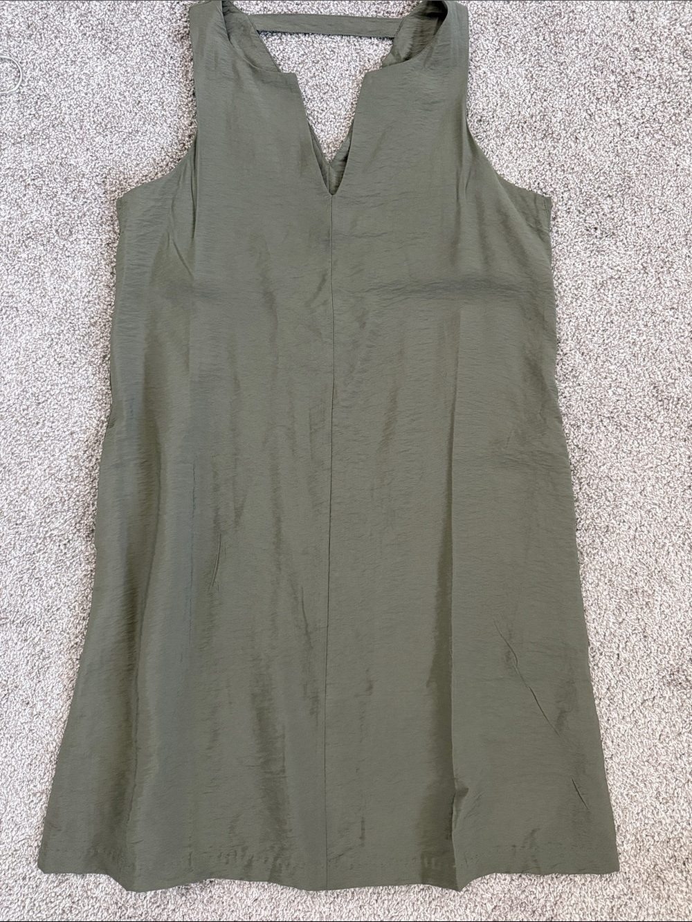 Banana Republic Olive Green Sleeveless Notch-Neck Shift Dress - Picture 1 of 6